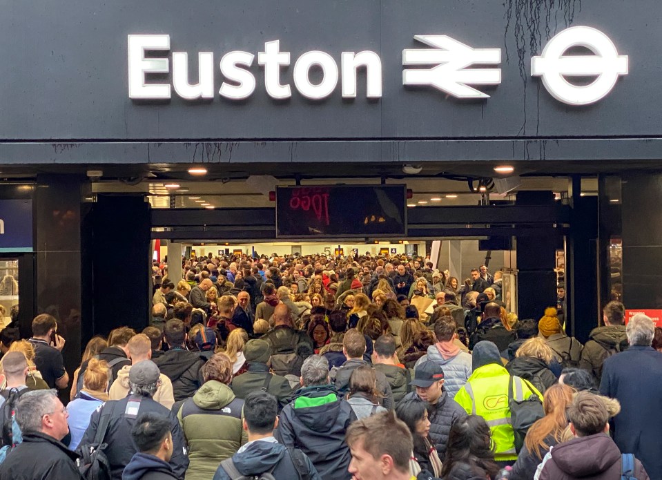 Euston station is packed with commuters amid rail warnings