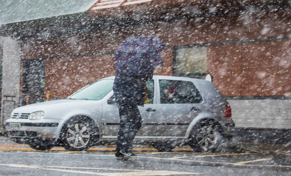  Snow hits the town of Bathgate in West Lothian, Scotland, as Storm Ciara continues its blustery assault