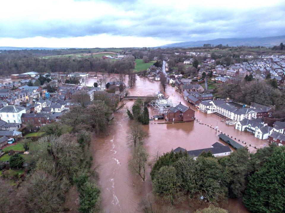  Amazing drone photography captures the flooding in Appleby, Cumbria, after Storm Ciara battered the region