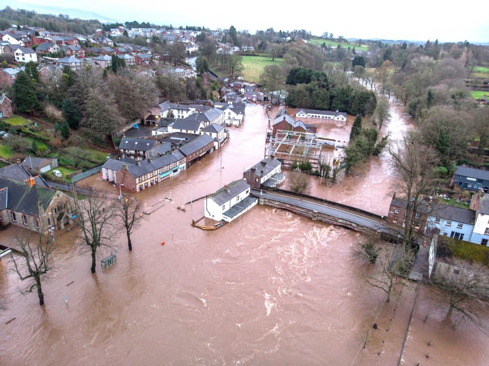  Incredible drone pics show the flooding in Appleby, Cumbria after Storm Ciara