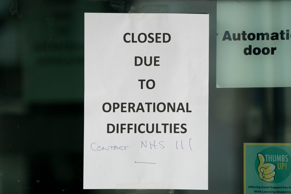  A sign on the door has asked patients to ring NHS 111