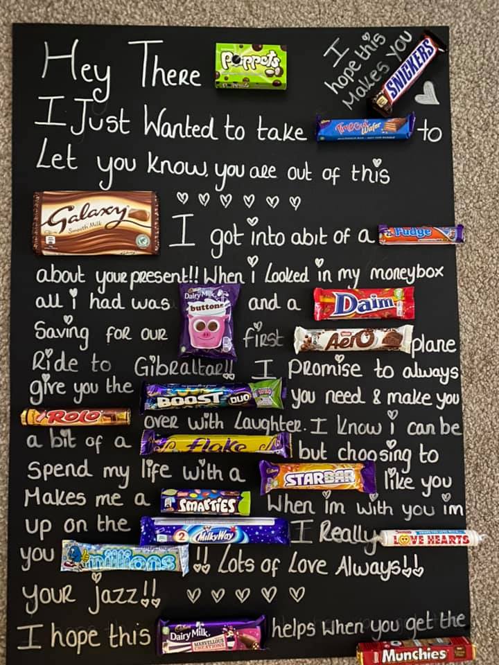 A mum revealed the epic chocolate message she made her boyfriend for Valentine's Day