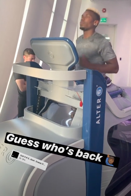  Paul Pogba has shared pictures of using a piece of NASA anti-gravity technology to help his recovery from an ankle injury