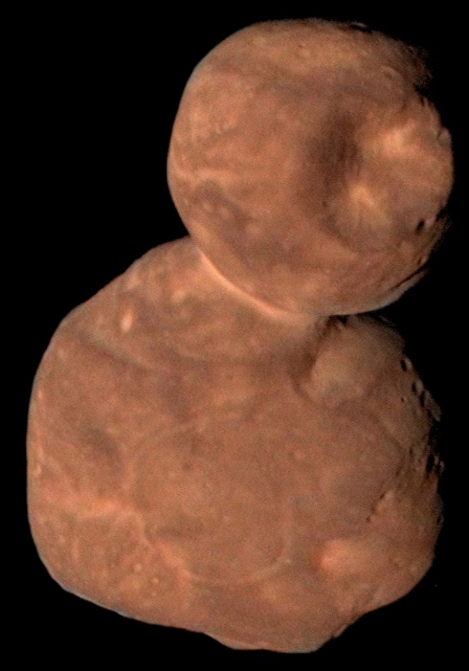  Arrokoth has been pictured in exceptional detail – revealing a reddish hue