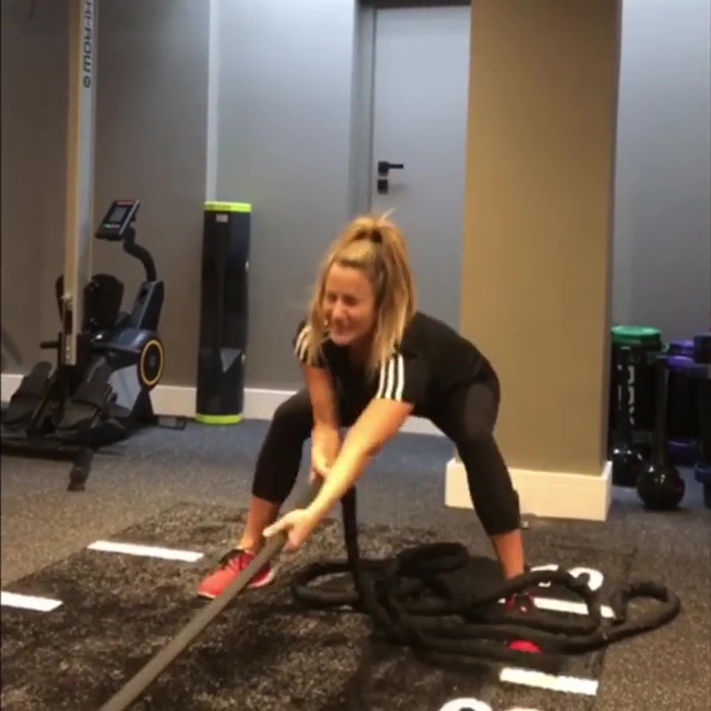 Caroline training hard in the gym