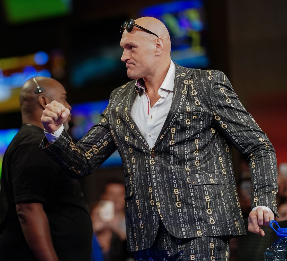  Tyson Fury also showed off his new 'You Big Dosser' suit at Thursday's pre-fight press conference