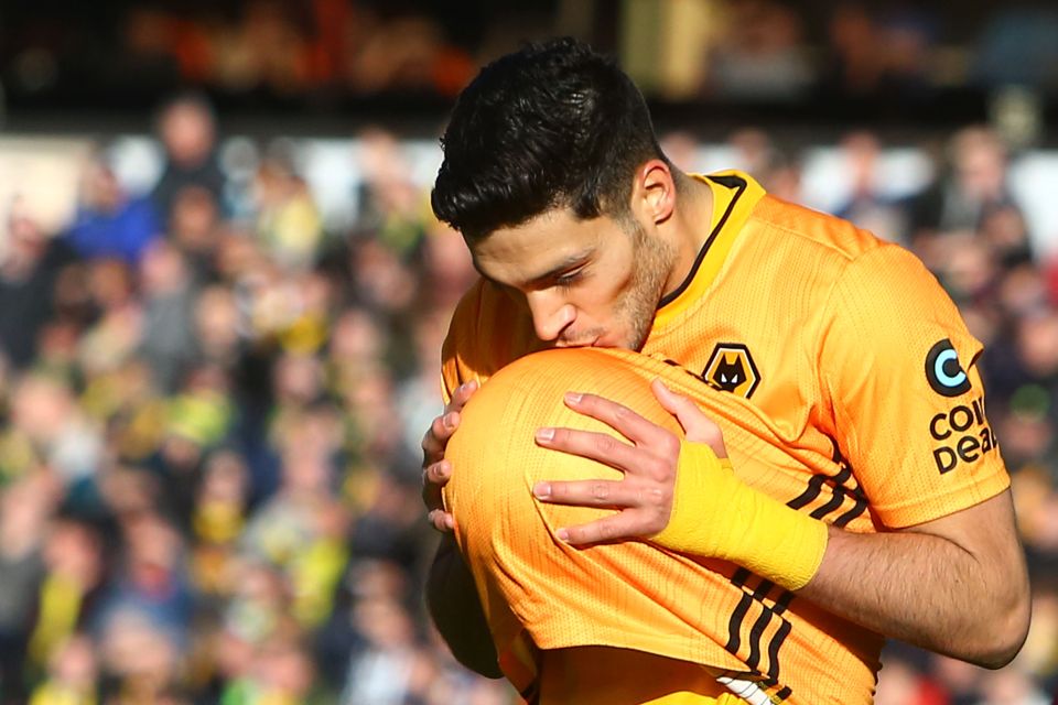  Raul Jimenez celebrates making it 3-0 for Wolves