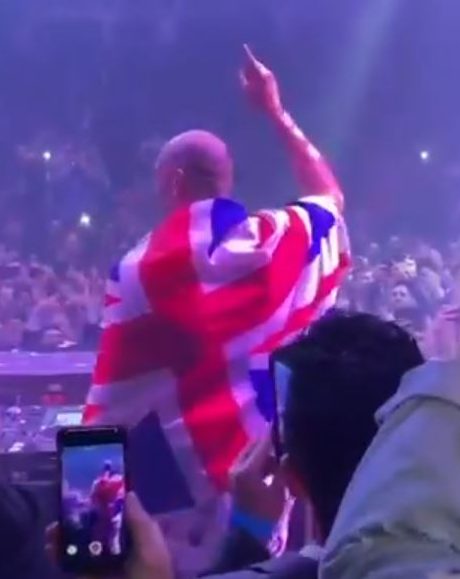  Fury stepped on stage in front of fans draped in a Union Jack