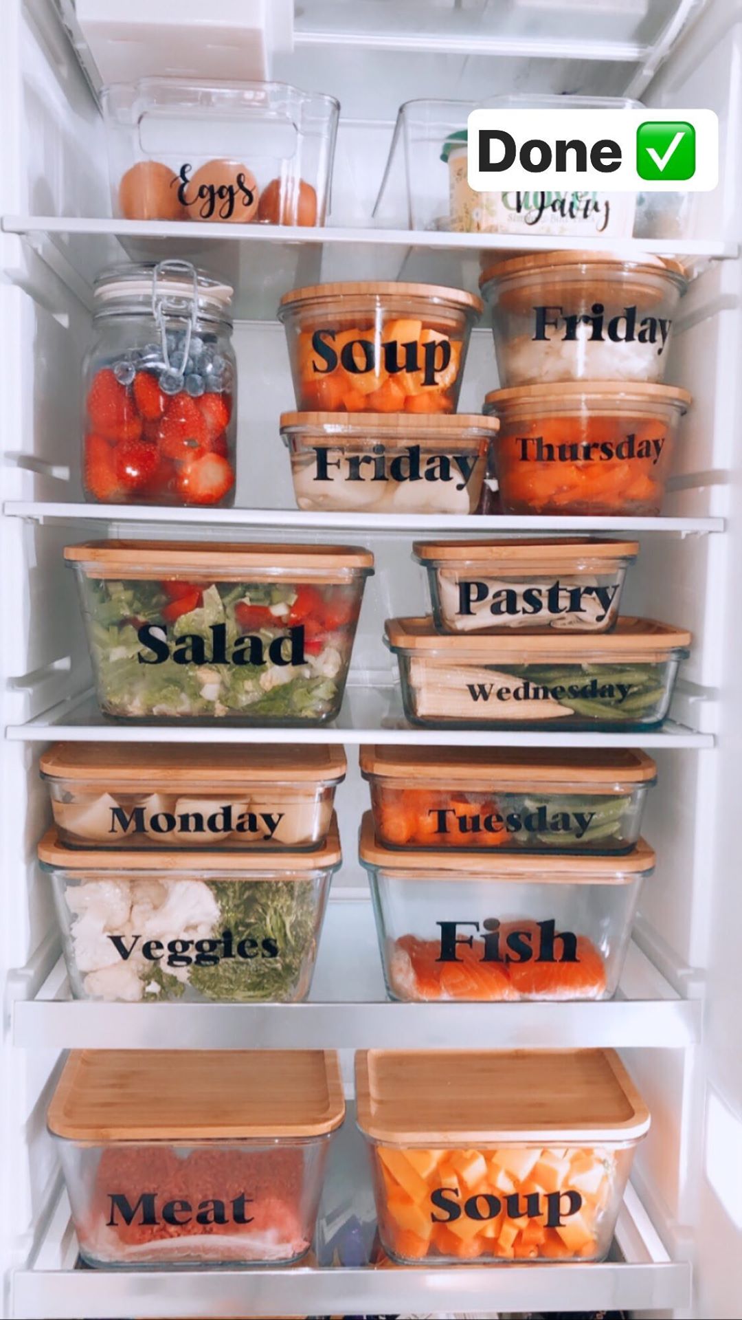 Stacey Solomon has also revealed her immaculate fridge after a Sunday spent meal prepping, which also has clear storage