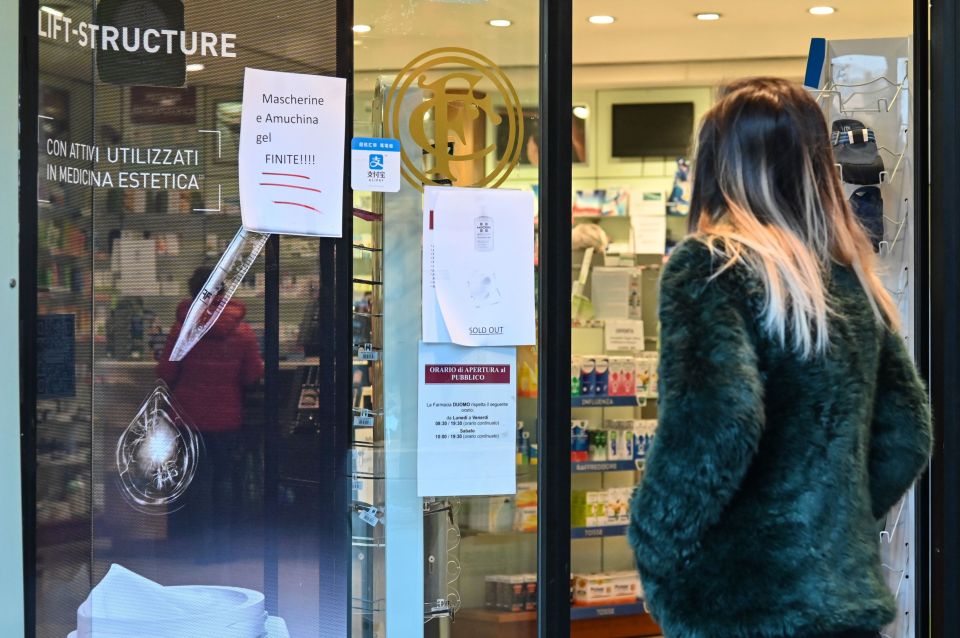  Several pharmacies in Italy have reportedly run out of face masks and sanitiser gel