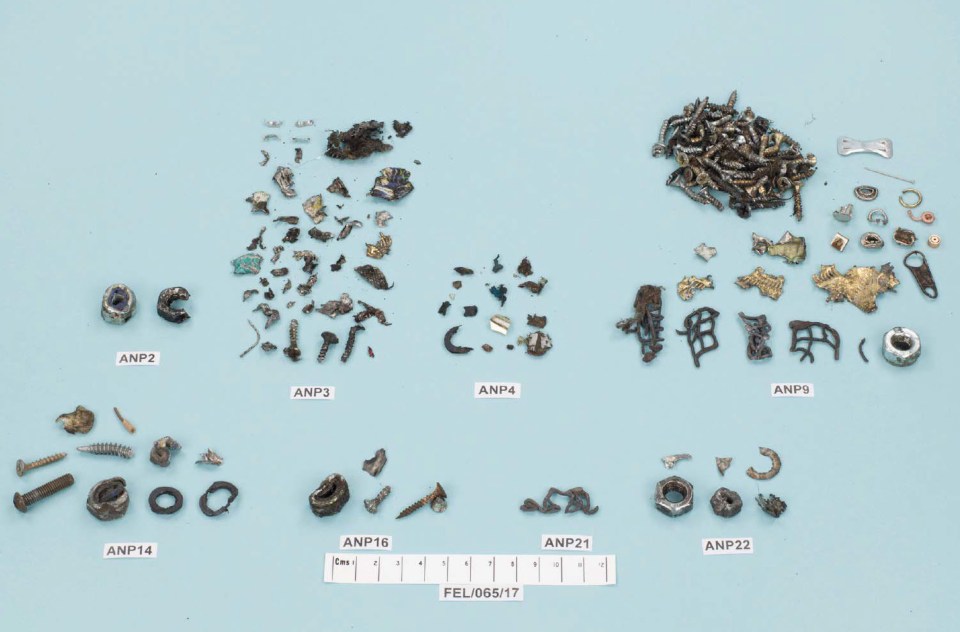  Thousands of notes and bolts were recovered from the scene