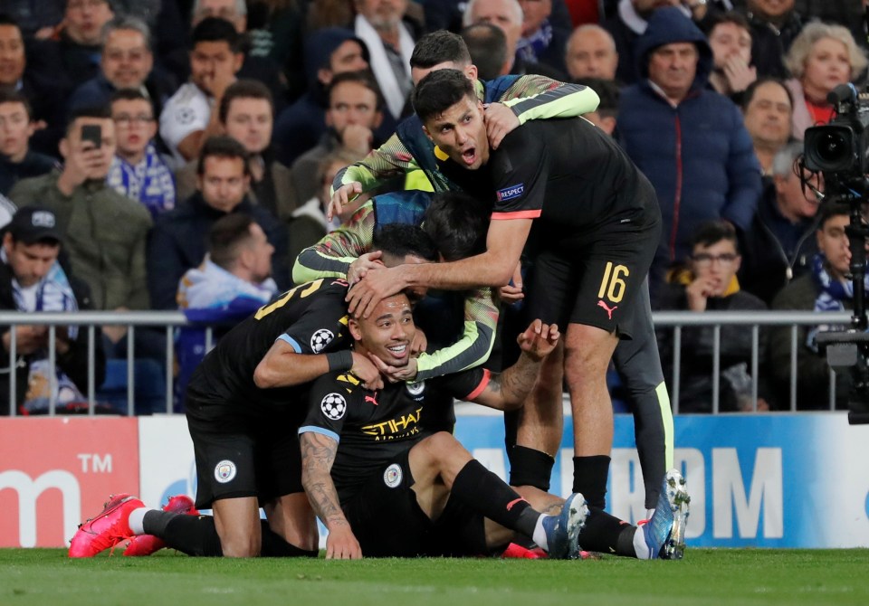  City celebrate equalising from the Jesus header