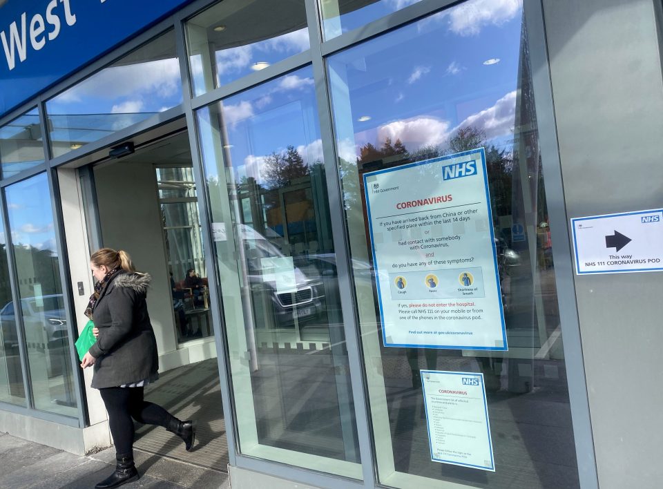  Signs directing to a Coronavirus Pod at The John Radcliffe Hospital where patients are examined for symptons