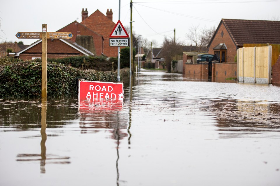  A lane in East Cowick where residents have been evacuated from flood water in Yorkshire