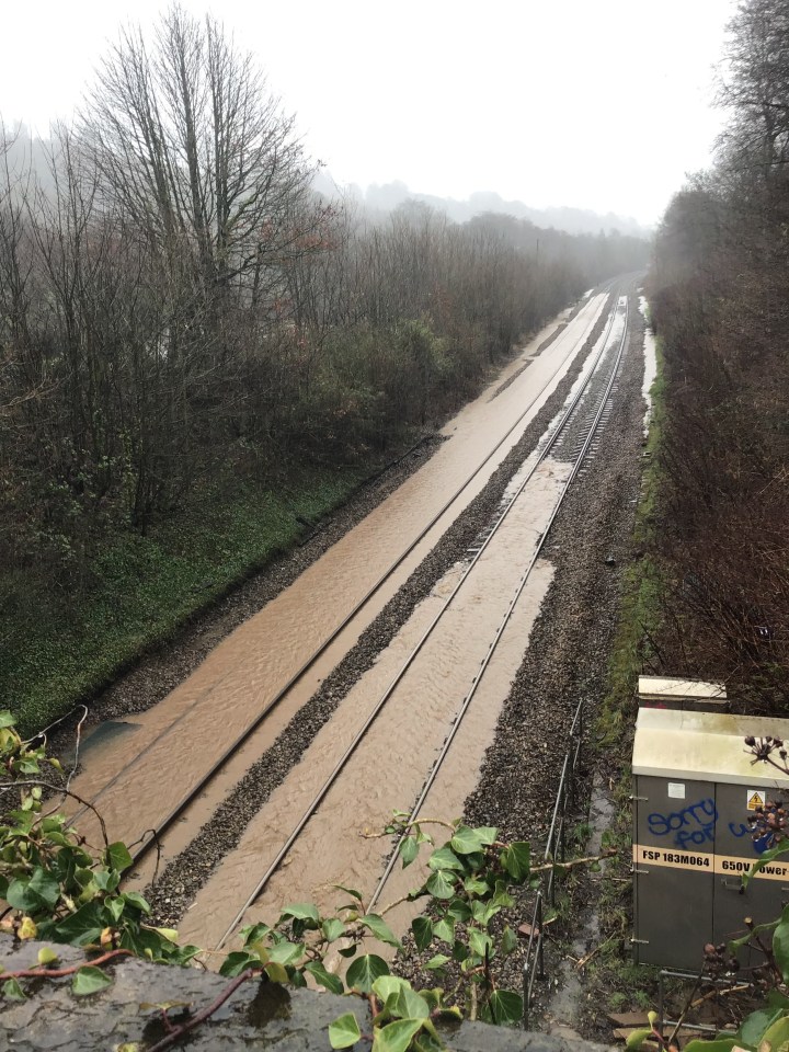  A train line between Cardiff and Bridgend is closed due to flooding