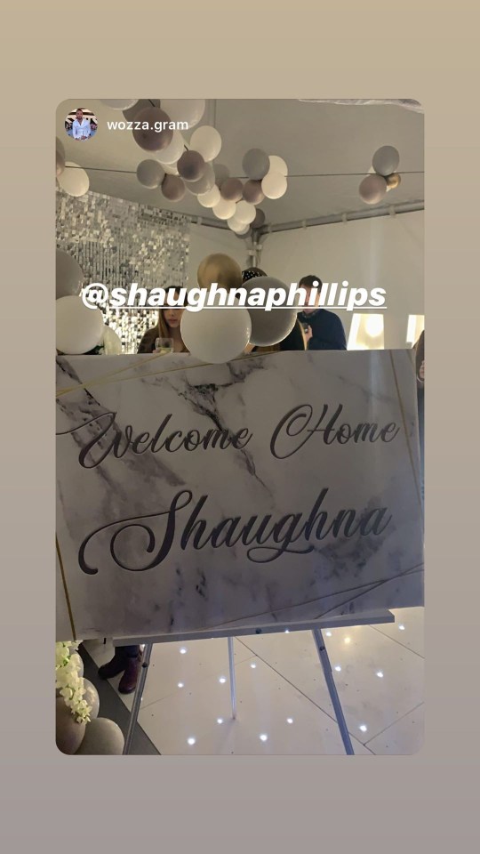  The marble and sequin-themed party had a welcome home Shaughna sign