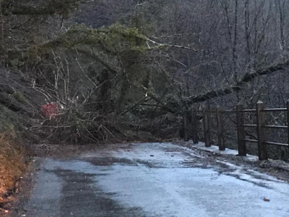  A landslide blocked a road into the village of Ponsticill near Merthyr Tydfil in South Wales