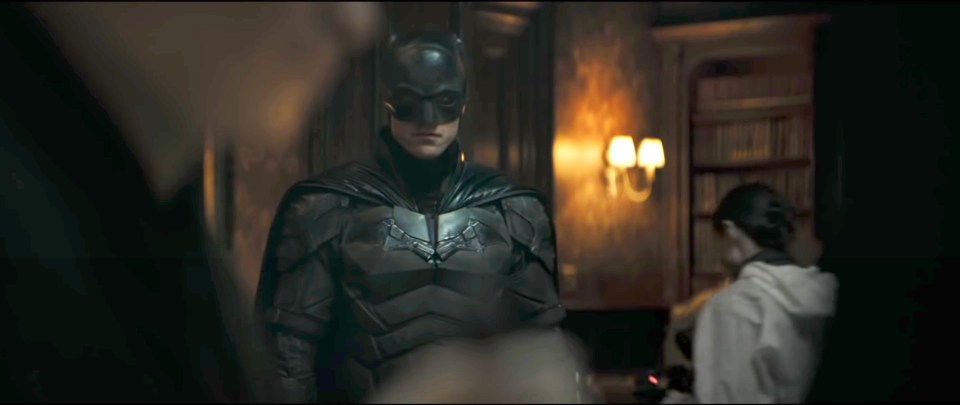  A scene from the upcoming movie where Pattinson plays the caped crusader