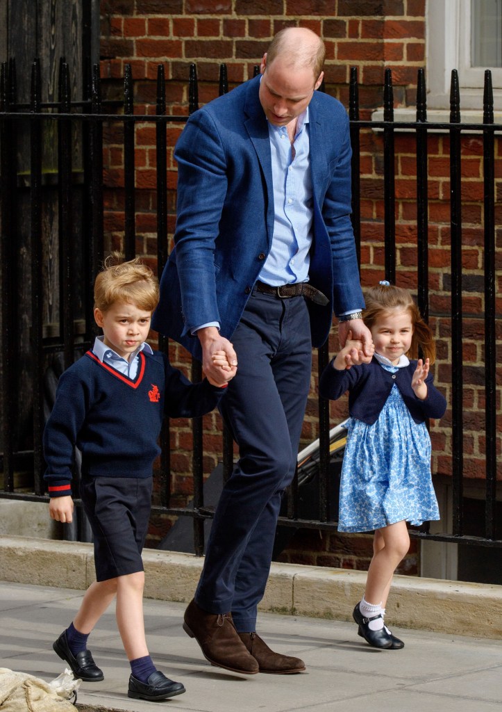 William brought Prince George and Princess Charlotte to the Lindo Wing to see newborn Prince Louis in 2018