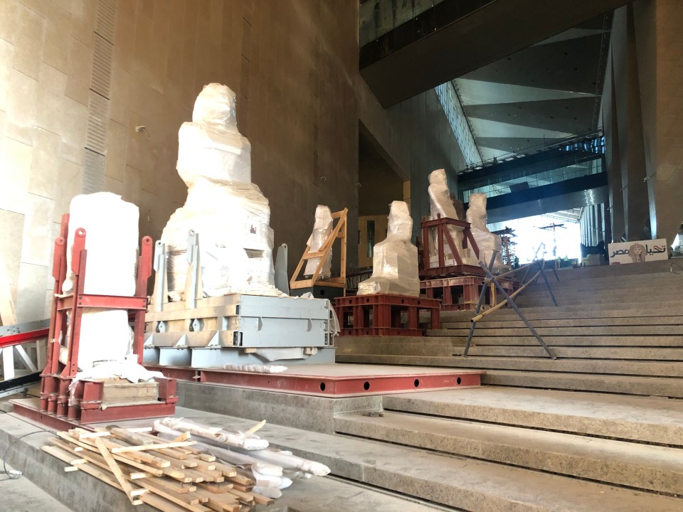  Precious ancient statues are currently on the stairs waiting to be unwrapped