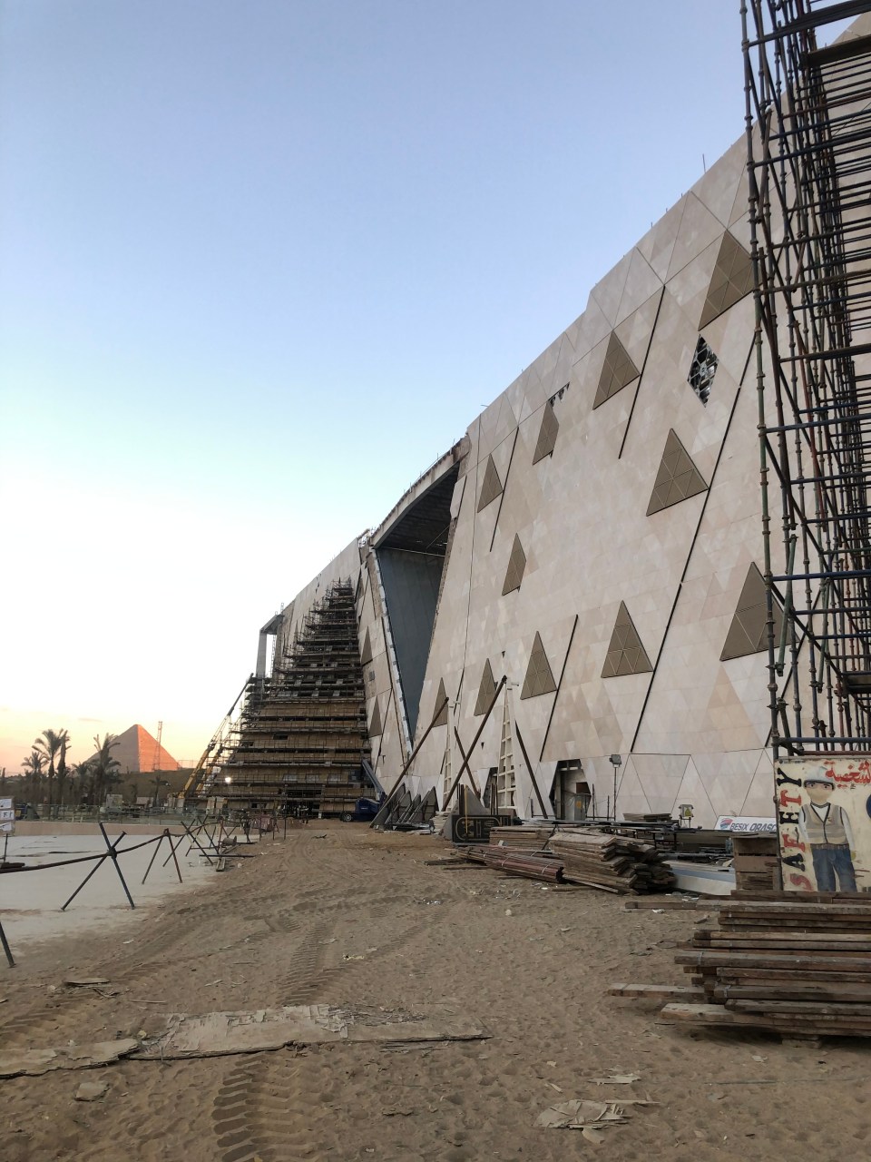  The outside of the building is covered in pyramid motifs