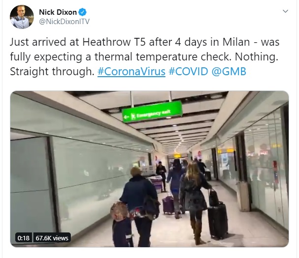  Nick Dixon had returned to Terminal 5 from Milan