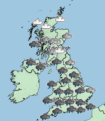  Heavy rain is forecast as Storm Jorge arrives at the weekend, according to Met Office map