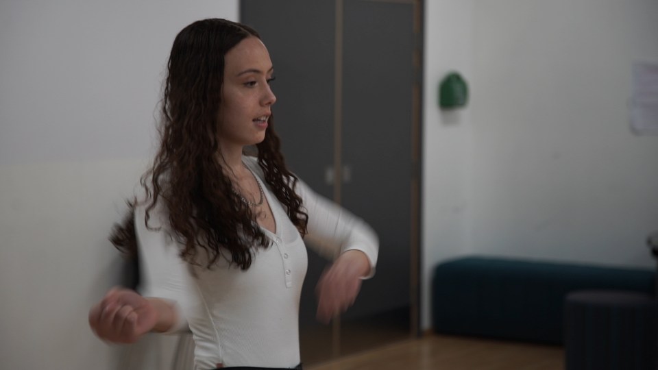  Alani Turlaga, 16, dancing in Unitas' studio - she recently made a podcast about relationships in the centre's recording studio