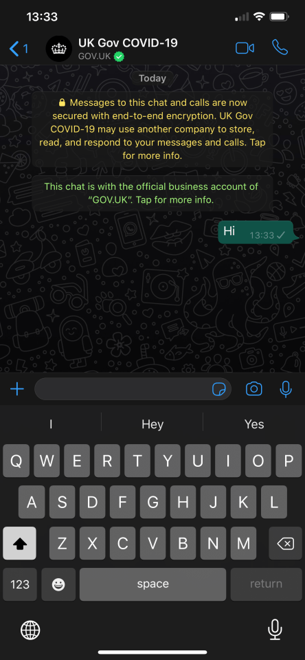  Message the number in WhatsApp with 'hi' to access the service