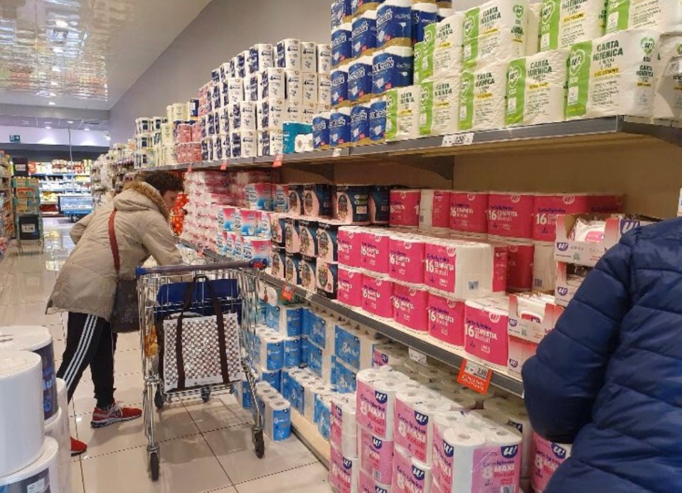  The shelves were fully stocked in Italy - with plenty of toilet paper