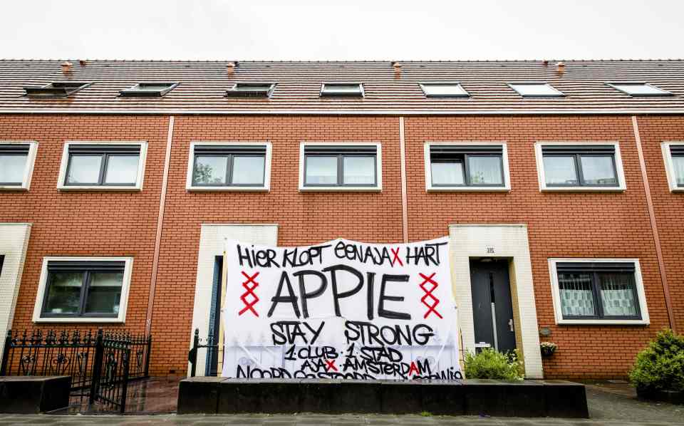  Ajax supporters showed the young star always remained in their thoughts, with this banner reading, 'Here beats a Ajax heart. Stay Strong Appie'