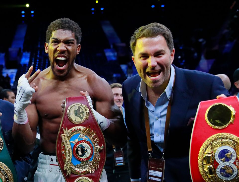  Hearn (right) believes fans must be in the stadium for Joshua's fight