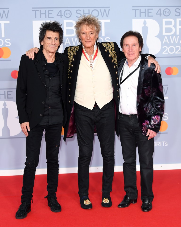  Rod Stewart's ,left, wife has told that him, Ronnie Wood, centre, and Kenney Jones are set to go on tour