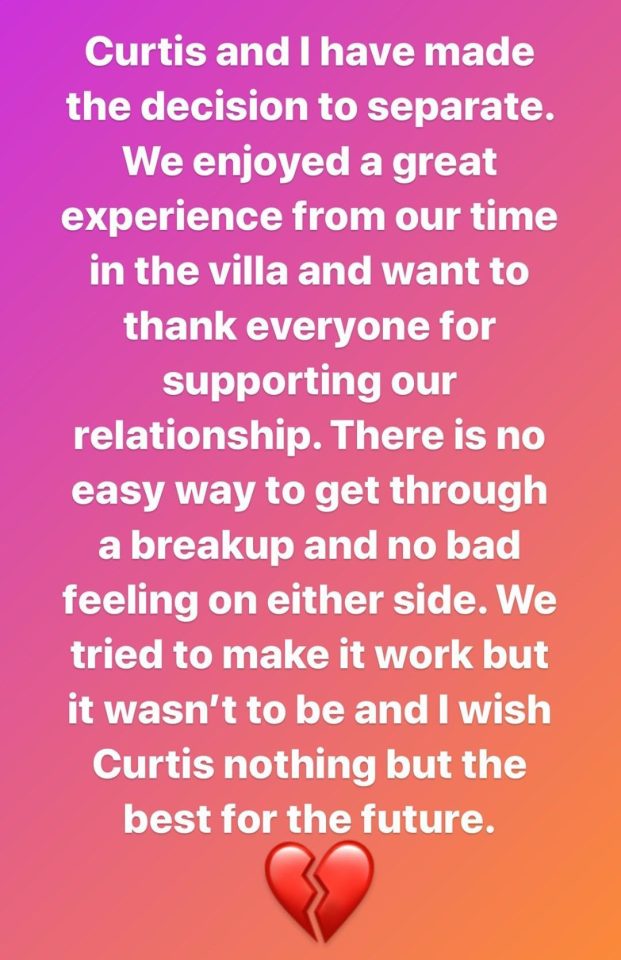  Maura announced that she and Curtis had split on Monday night