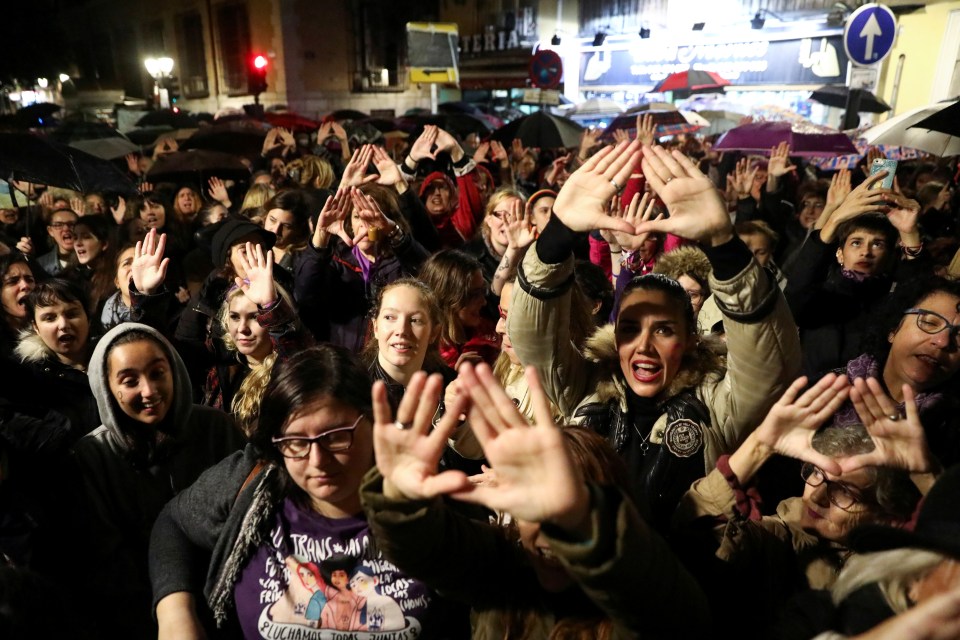  Thousands of protesters took to the streets in Spain in 2018 after five men dubbed 'the Wolf Pack' were cleared of raping a teenager at the Pamplona bull run