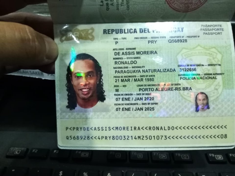  A copy of Ronaldinho's Paraguay passport