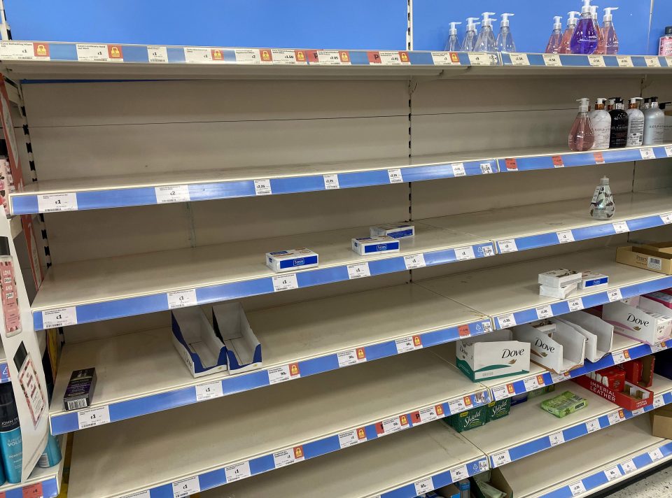  Supermarkets such as this Sainsbury's store in Weymouth have sold out of hand sanitiser gels