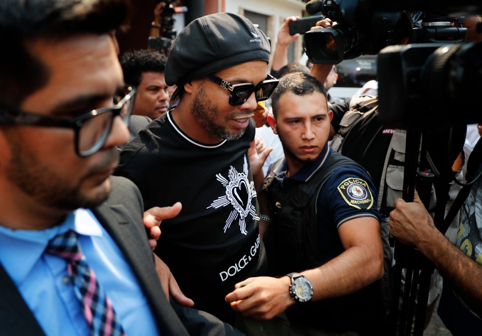  Barcelona and Brazil legend Ronaldinho was questioned for eight hours in a bizarre fake passport probe