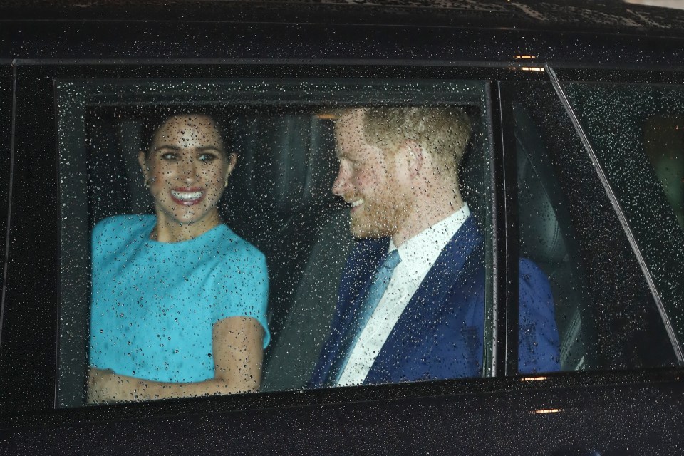 The Duke and Duchess of Sussex beamed as they attended one of their final engagements as senior royals