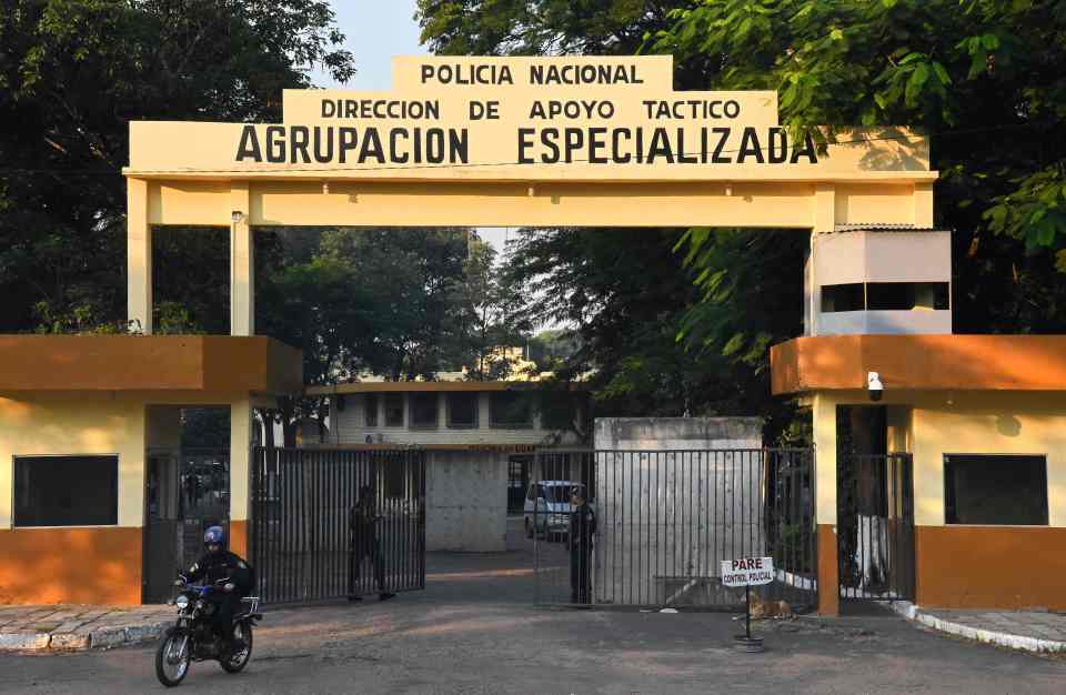  The entrance of the National Police headquarters in Asuncion, where Ronaldinho and his brother Roberto Assis are being held