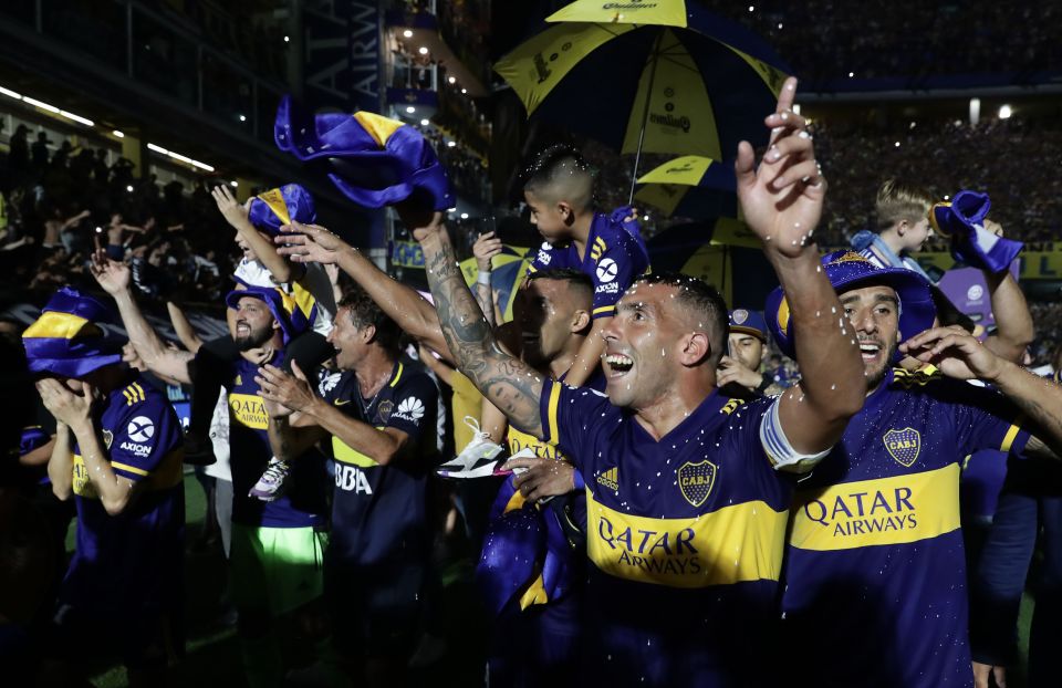  The striker led the celebrations after securing the Primera Division for Boca Juniors last weekend