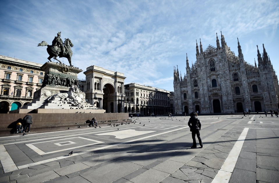  The deserted Duomo square after the lockdown