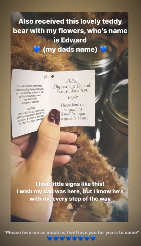 The star felt like the bear was a sign from her dad