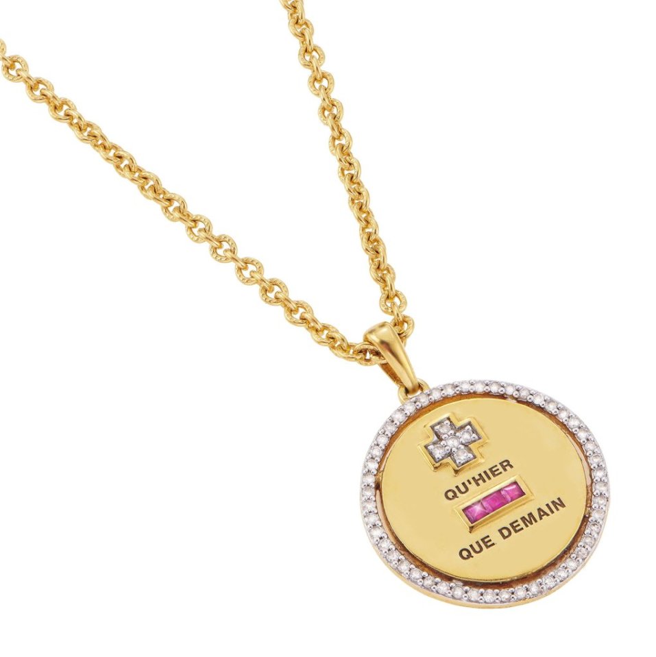  The £400 necklace's French text loosely translates as meaning 'Every day I love you more, more than yesterday, less than tomorrow' 