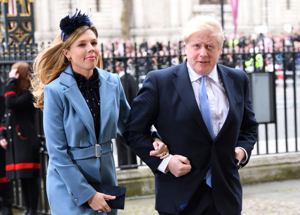  Boris Johnson supported his fiancee Carrie Symonds during the baby of their baby son this morning