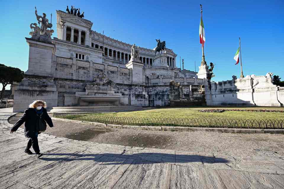  The Victor Emmanuel II National Monument in Rome was deserted on Tuesday morning