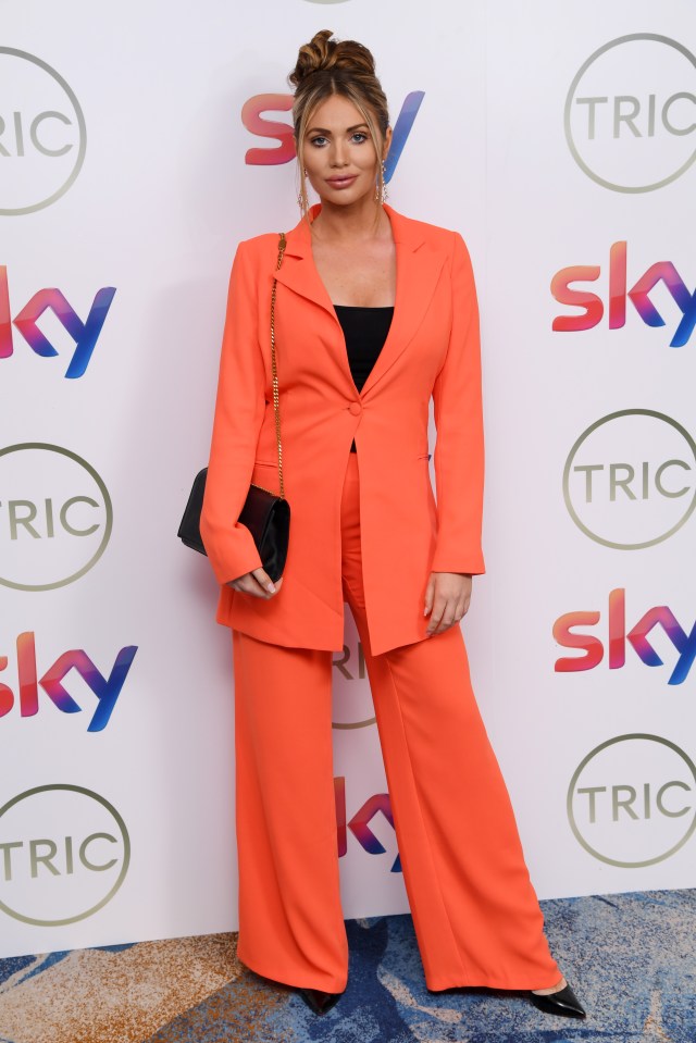 Amy Childs looked chic in a trouser suit