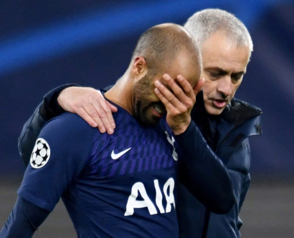  Spurs boss Jose Mourinho consoled Lucas Moura as the Brazilian took exiting the Champions League harder than most