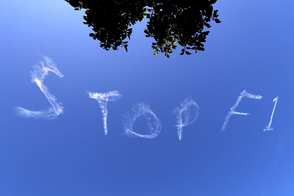  A plane wrote 'Stop F1' in the air above Sydney earlier amid the fears