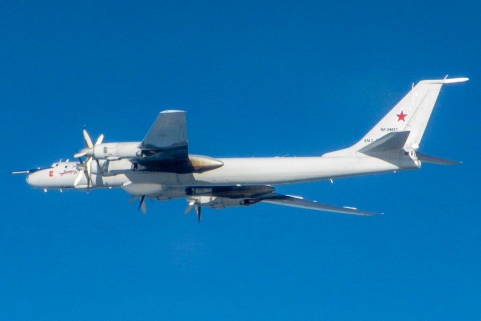  Jets from RAF Lossiemouth were scrambled to monitor two Russian Tu-142 Bear Maritime Patrol aircraft (pictured)